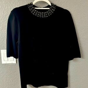 Talbots Holiday Beaded Neck Sweater size L